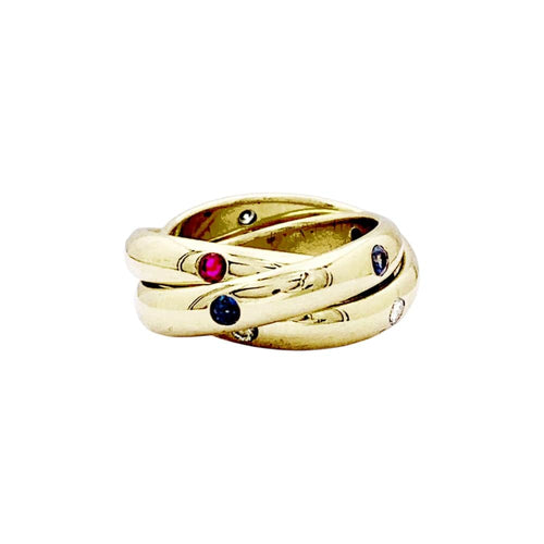 Bague 51 Bague Cartier, "Constellation", or jaune, saphirs, rubis, diamants. 58 Facettes 35360