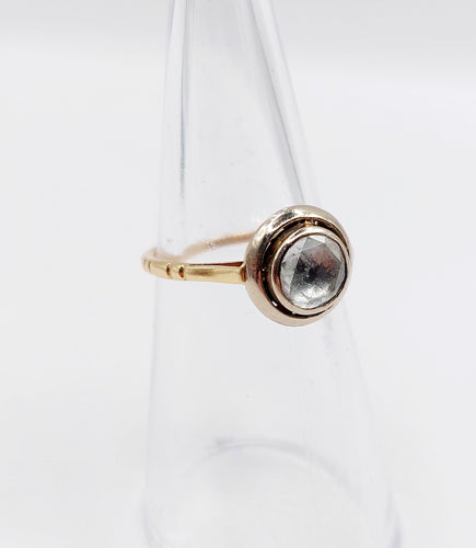 Bague 49 Bague solitaire antique or 14k diamant taille rose de Hollande de 6 mm 58 Facettes A06290