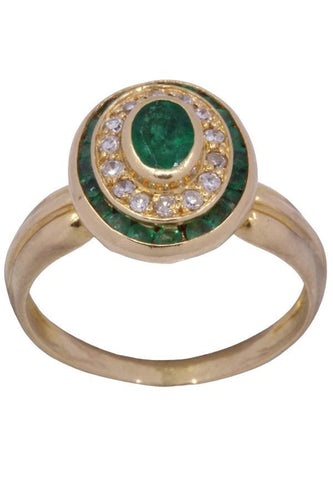 Bague 54 BAGUE MARGUERITE ÉMERAUDES ET DIAMANTS 58 Facettes 087031