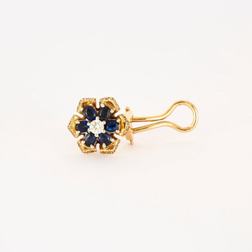 Boucles d'oreilles Boucles d'oreilles or jaune diamants saphir 58 Facettes LP532/16