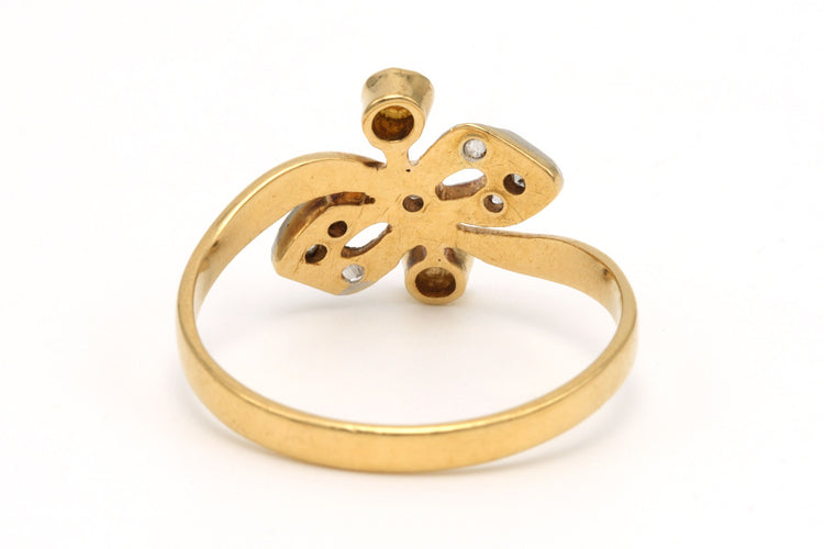 Bague 53 Bague Art Nouveau en or jaune 18 carats et argent sertie de diamants et de perles 58 Facettes B272