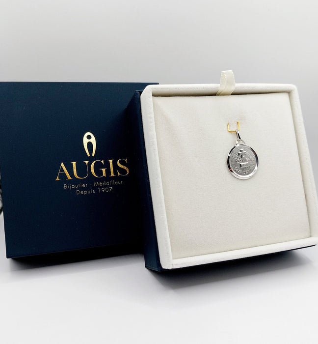 Pendentif AUGIS - Pendentif médaille d'amour or blanc  "+ qu'hier - que demain" L'Originale 58 Facettes G3822X0000