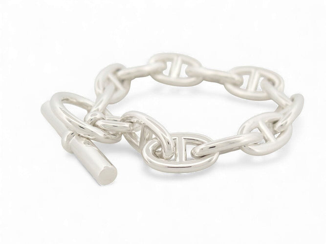 Bracelet bracelet HERMES chaine d'ancre gm h101672b 12 maillons argent 70gr 58 Facettes 271653