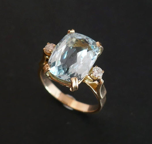 Bague 57 Bague Aigue Marine & Diamants. 58 Facettes C33-01