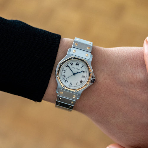 Montre Cartier - Montre Santos Octagone - Ivory roman dial - LM 58 Facettes