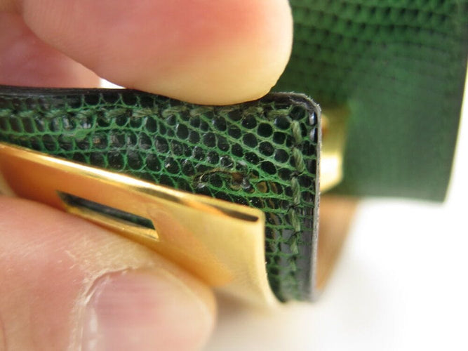 Collier bracelet HERMES collier de chien medor 17-20cm en cuir lezard vert 58 Facettes 268884