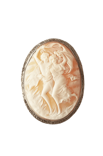 Pendentif Broche / pendentif ancienne camée or jaune et blanc 58 Facettes