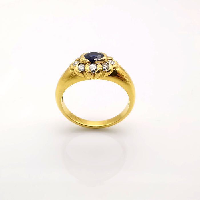 Bague or jaune saphir et diamants