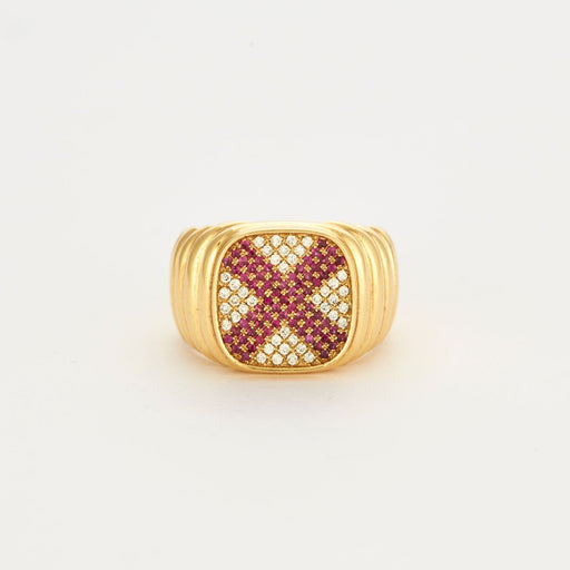 Ring 56 Signet ring with diamond/ruby tray 58 Facettes 32500148