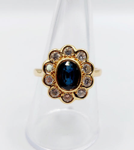 Bague 58 Bague marguerite art déco or saphir et diamants 58 Facettes A03969