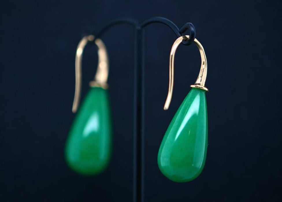 Boucles d'oreilles Boucles d'oreilles pendantes en or avec pierre de jade 58 Facettes