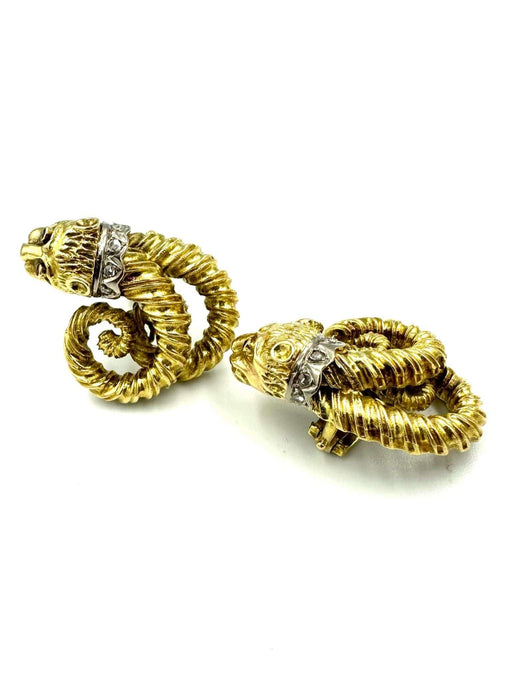 Boucles d'oreilles ZOLOTAS. Boucles d'Oreilles Vintage Or Jaune, Rubis et Diamants 58 Facettes