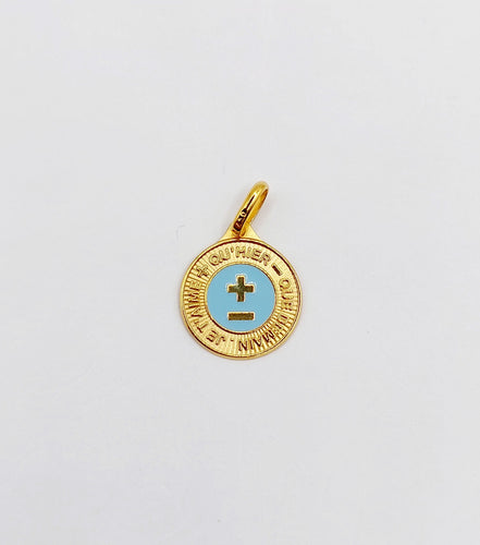 Pendentif AUGIS - Pendentif médaille d'amour or jaune  - L'Élégante Bleue ciel 58 Facettes J10798X000