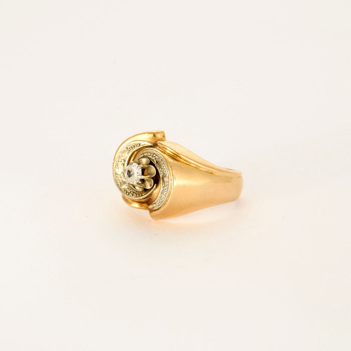 Bague tank tourbillon or jaune et blanc saphir