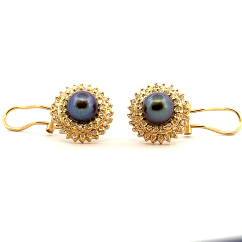 Boucles d'oreilles Boucles d’oreilles or, diamants, perles de Tahiti 58 Facettes