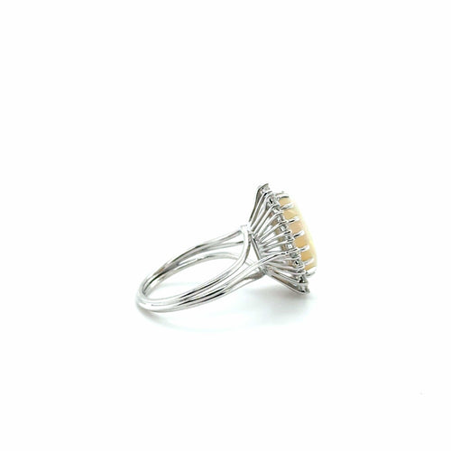 Bague 56 Bague or blanc - Opale et Diamants 58 Facettes 1.0000667/1