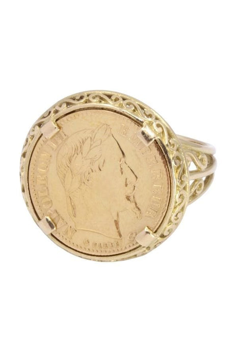 Bague 61 BAGUE PIÈCE 10 FRANCS NAPOLEON III 58 Facettes 090991