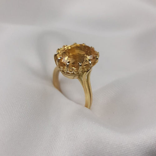 Bague 52 Solitaire or jaune saphir jaune 58 Facettes