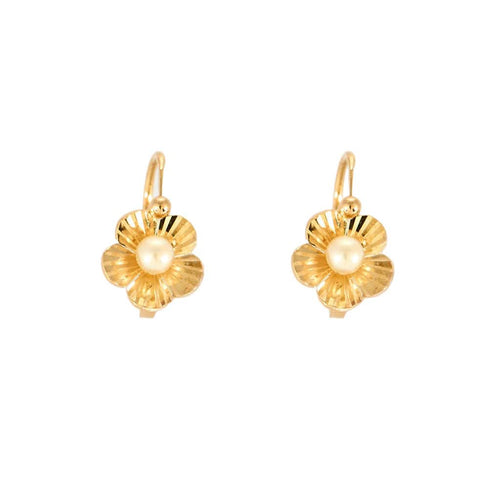 Boucles d'oreilles Paire de dormeuse or jaune et perle 58 Facettes GAP14743