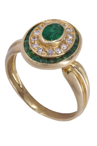 Bague 54 BAGUE MARGUERITE ÉMERAUDES ET DIAMANTS 58 Facettes 087031