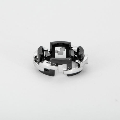 Bague 55 MELLERIO - Graphic - Bague or blanc et céramique noire 58 Facettes J1WG463-9051