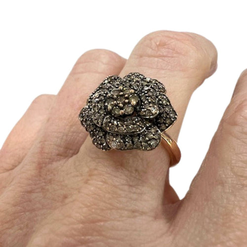 Bague BAGUE DE DESIGN CONTEMPORAIN DU XXE SIÈCLE en OR et ARGENT avec DIAMANTS 58 Facettes Q229B