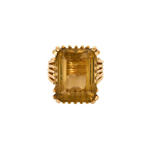 Bague 53 Bague Cocktail or jaune, quartz fumé 58 Facettes LAN1185