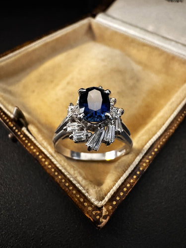 Bague 53 Bague avec Saphir et Diamants 58 Facettes