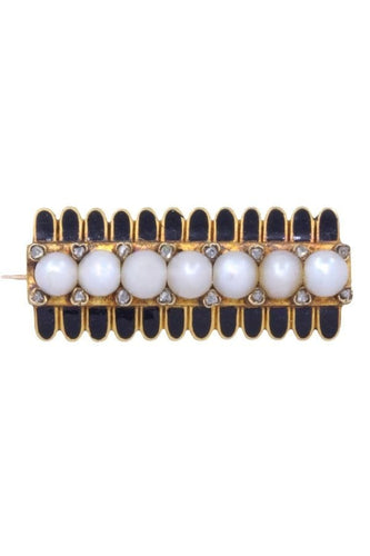 BROCHE ANCIENNE PERLES ÉMAIL ET DIAMANTS 58 Facettes 095641