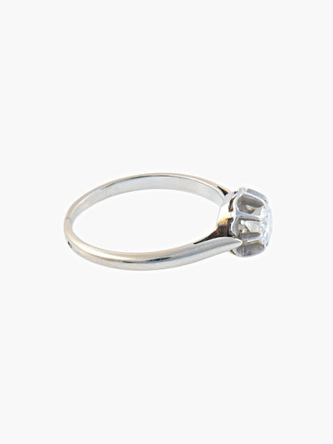 Bague 51 BAGUE SOLITAIRE DIAMANT STYLE RETRO OR BLANC 58 Facettes