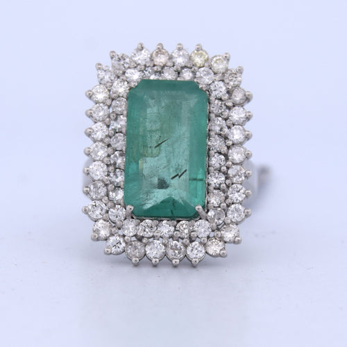 Bague 56 BAGUE PLATINE avec émeraude et diamants - DECO' 58 Facettes