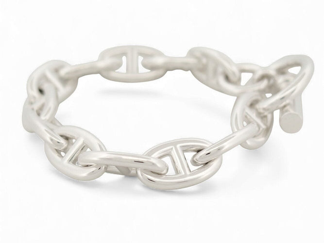 Bracelet bracelet HERMES chaine d'ancre gm h101672b 12 maillons argent 70gr 58 Facettes 271653