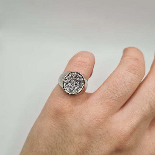 Bague 50.5 Bague or blanc sertie de diamants 58 Facettes