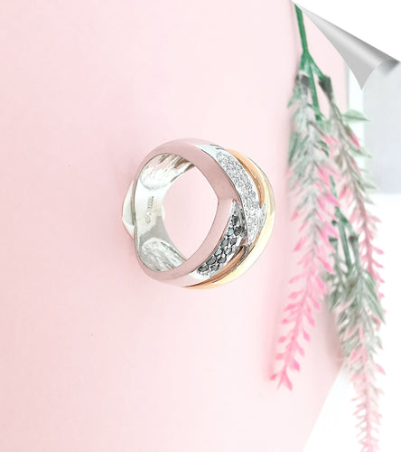 Bague 54.5 Bague Croisée Diamants Blancs et noirs 58 Facettes AA 1575