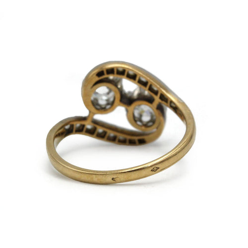 Bague 54 Bague Toi & Moi - Or jaune, Platine & Diamants 58 Facettes 260007R