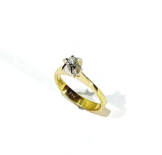 Bague 54 Solitaire En Or Jaune Et Diamant 58 Facettes