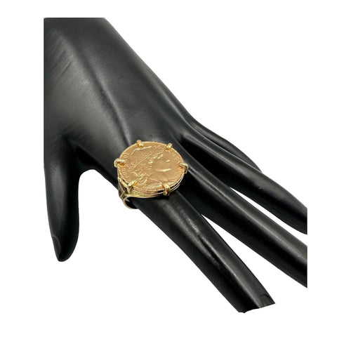 Bague Bague or jaune pièce de PIECE 20 FRANCS MARIANNE 6 GRIFFES 58 Facettes