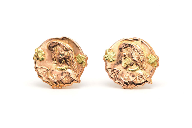 Boucles d'oreilles Boucles d'oreilles Art Nouveau en or jaune 58 Facettes 22959