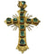 Bague Bague croix de style colonial avec émeraudes colombiennes de 2 ct en or jaune 58 Facettes Q402B