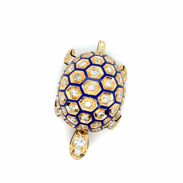 Broche Broche tortue en or, émaillée et sertie de diamants 58 Facettes 1.0002596/3