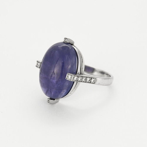 Bague 55 Bague or blanc, tanzanite et diamants 58 Facettes PL03