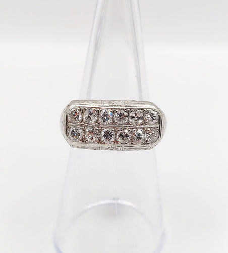 Bague 52 Bague tank art déco or blanc et diamants 58 Facettes A05400