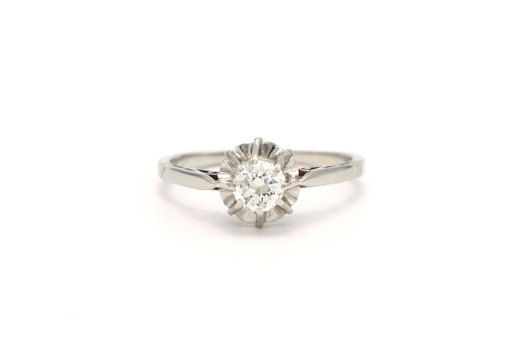 Bague 51 Bague Art Déco en or blanc sertie d'un diamant 58 Facettes 22377