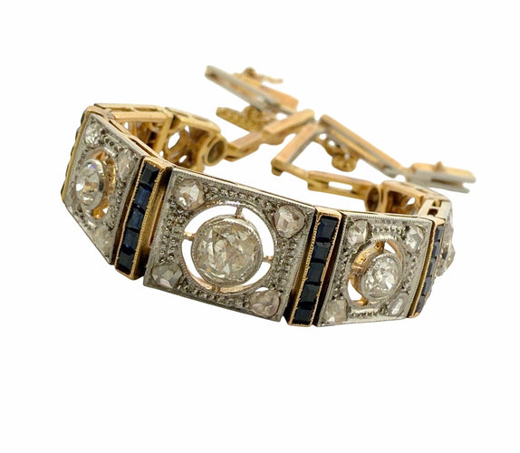Bracelet Bracelet ancien art déco en or , saphirs et diamants 58 Facettes
