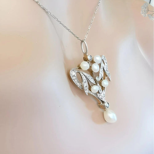 Collier Collier pendentif Art Nouveau perles fines et diamants en or 18K 58 Facettes AA 1620