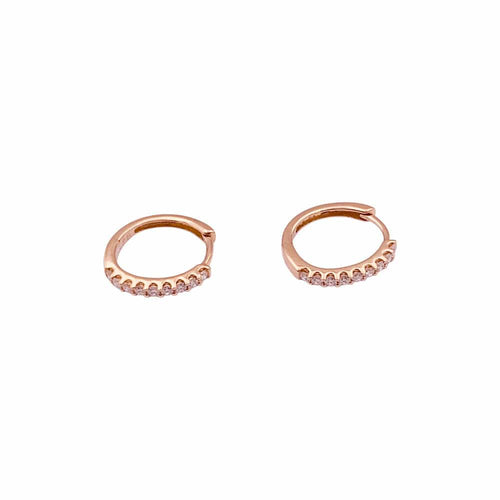 Boucles d'oreilles Paire de petites créoles en or rose, diamants. 58 Facettes 34972