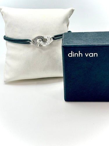 Bracelet DINH VAN - Bracelet Menottes R12 avec diamants, sur cordon 58 Facettes M9044