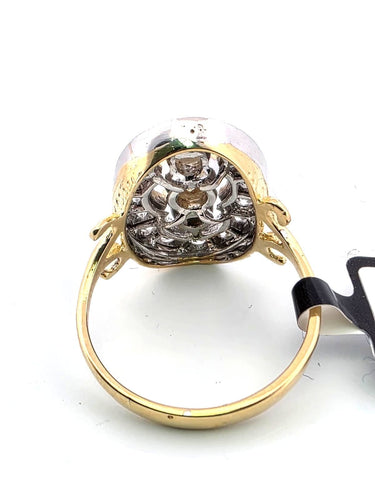 Bague 53 Bague en or jaune 18 carats et argent avec diamants 58 Facettes