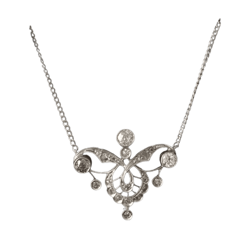 Collier Collier Art Déco en or blanc 18k et diamants 58 Facettes