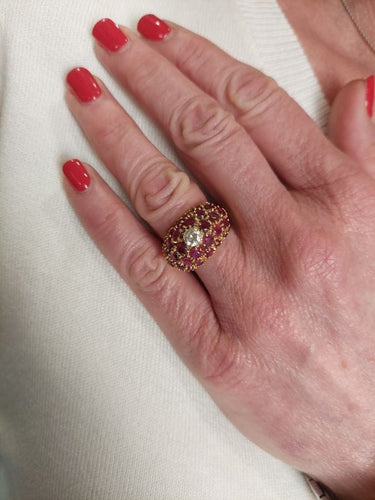 Bague 53 BAGUE DÔME RUBIS ET DIAMANT 58 Facettes 084191